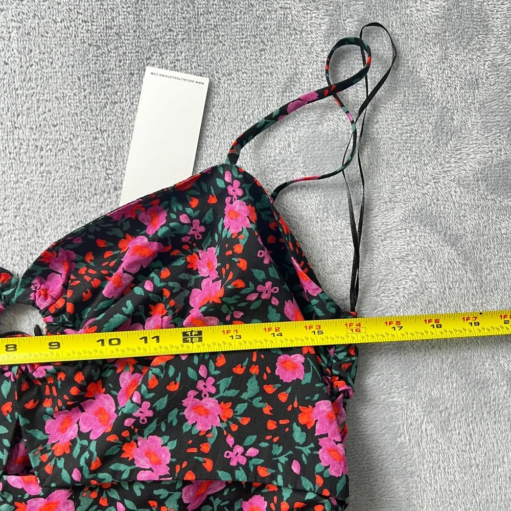 Socialite Pink & Red Floral Keyhole & Slit Cutout Midi Sundress MP Whimsigoth - Picture 7 of 10